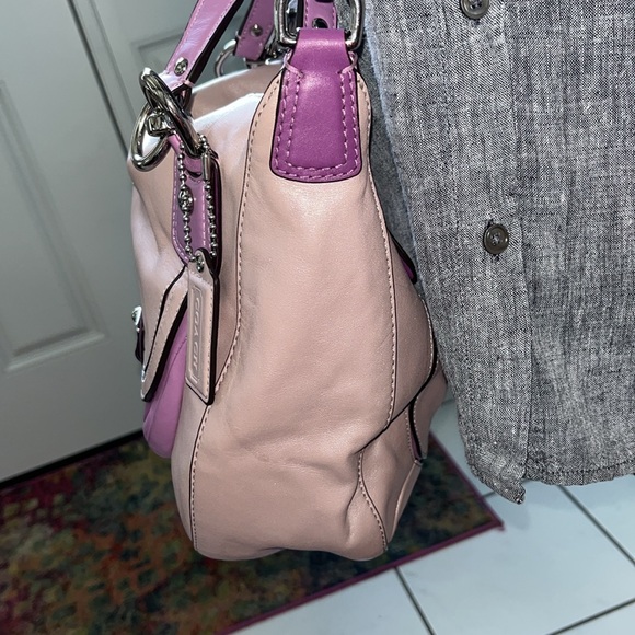 Coach Kristin satchel shoulder/Crossbody bag color block Pearl Violet/ purple - Picture 7 of 17